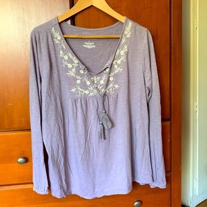 Purple/grey lightweight flowy boho tunic top. Sonoma, Large